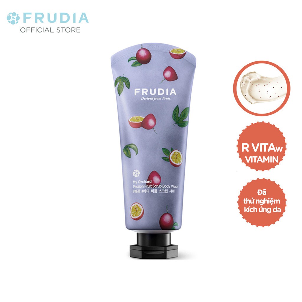 [Tặng 88k]Sữa Tắm Tẩy Tế Bào Chết Hương Chanh Dây Frudia My Orchard Passion Fruit Scrub Body Wash 200ml