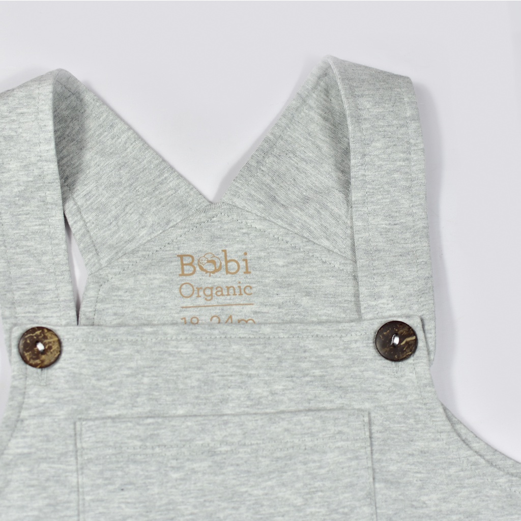 Quần yếm bé trai xám trơn Bobi Craft - Quần áo trẻ em Cotton hữu cơ organic an toàn
