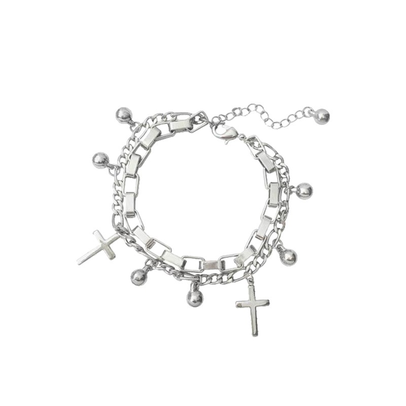 Vòng tay mặt dây hình chữ thập phong cách hiphop cá tính thời trang đường phố