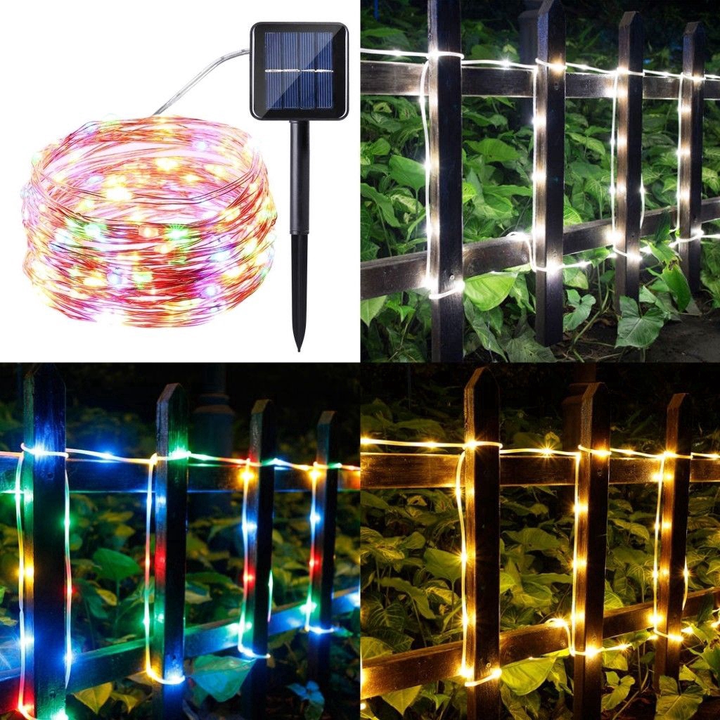 Dây 100 đèn LED 10m năng lượng mặt trời chuyên dụng trang trí ngoài trời