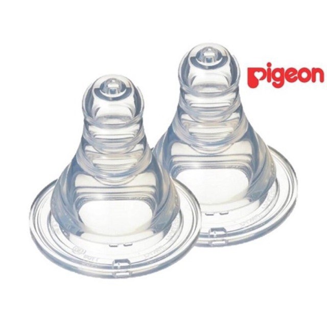 Núm vú Pigeon cổ hẹp silicone siêu mềm Size S M L Y (Vỉ 2 cái)