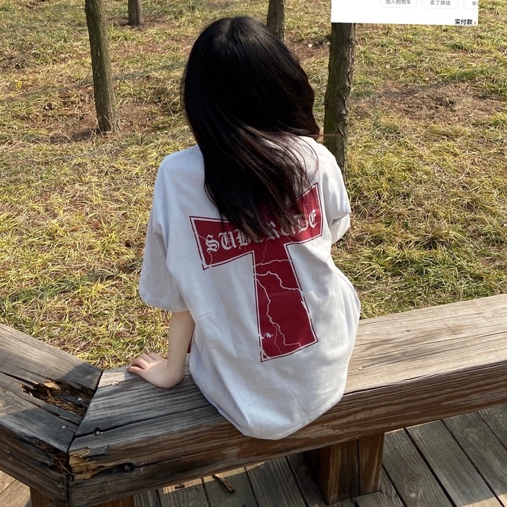 Áo Thun Nữ Ngắn Tay Dáng Rộng Đan Chéo Thời Trang