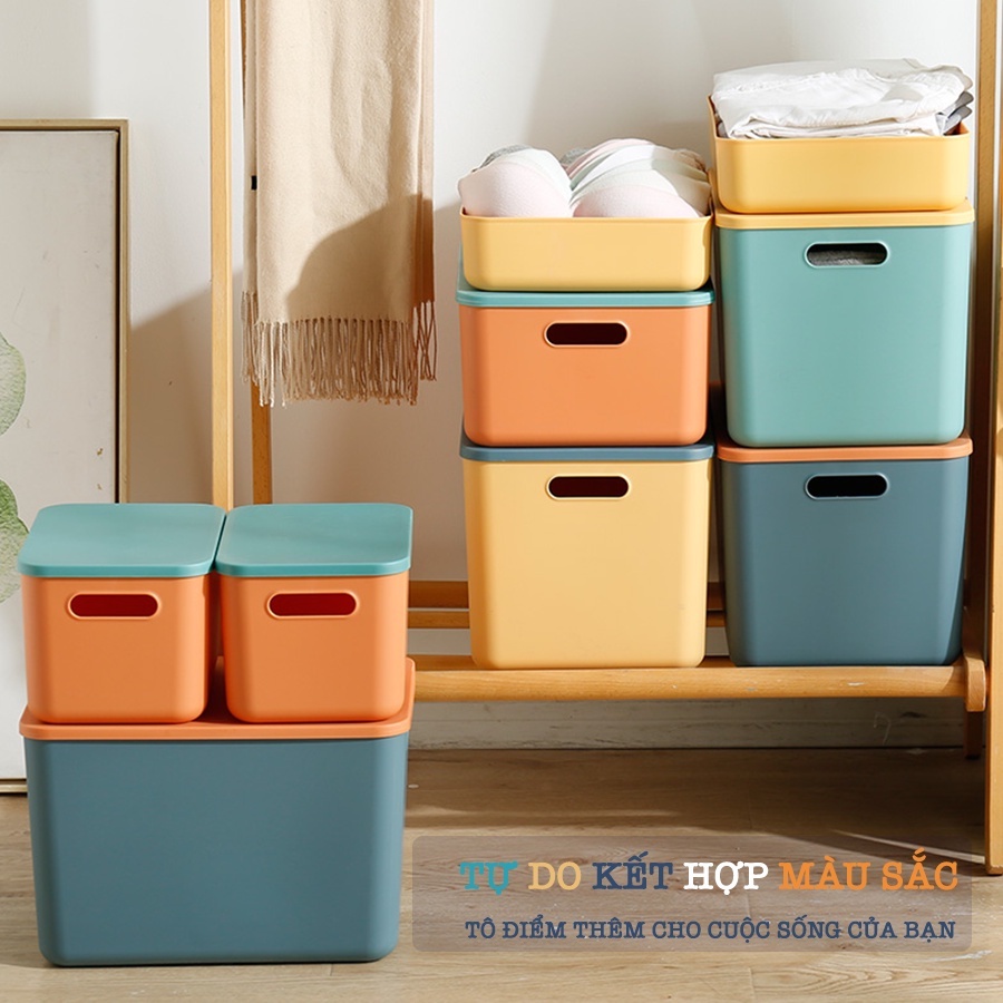 Hộp Đựng Đồ Bằng Nhựa Đa Năng Có Tay Cầm Nhiều Màu Tiện Dụng Cao Cấp Đựng Quần Áo, Mỹ Phẩm Q002
