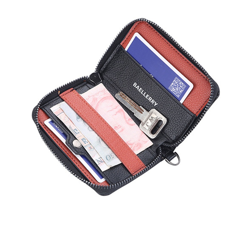 Ví Da PU Dáng Ngắn Có Khóa Kéo Phong Cách Vintage Cho Nam