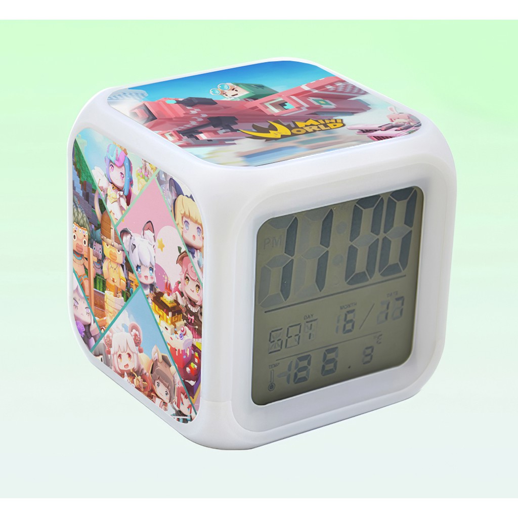 Đồng hồ LED báo thức Mini World Block Art (tặng kèm pin)