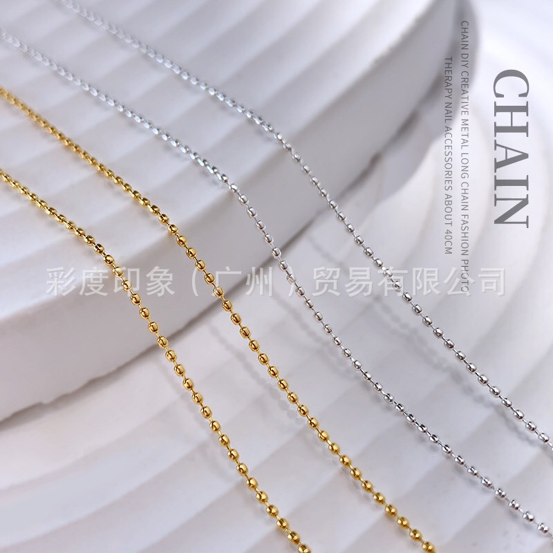 Phụ kiện dây xích kim loại đính đá 3D long lanh sang trọng trang trí móng nghệ thuật