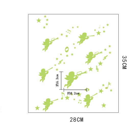 Decal trang trí tường Tiểu Thiên Thần đáng yêu - Dạ Quang