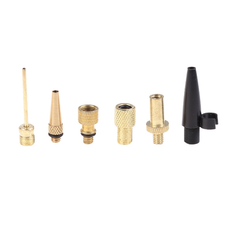 Set 6 đầu chuyển đổi vòi bơm bánh xe đạp bằng đồng thau