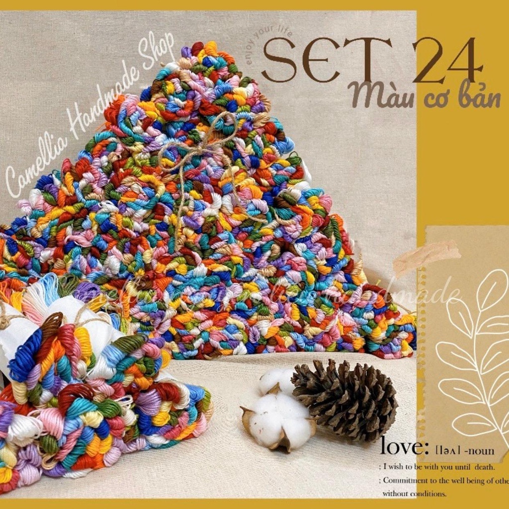 Set 24 Chỉ Thêu Airo Tông Màu Basic, Chỉ Cotton Chính Hãng Chất Lượng Giá Rẻ