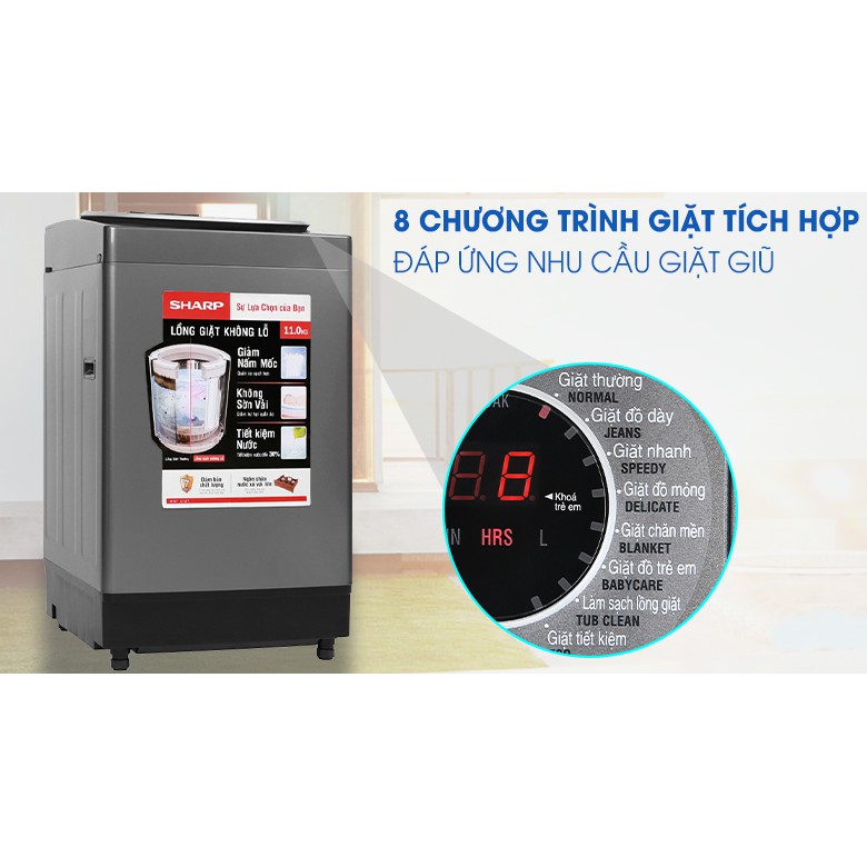 Máy giặt Sharp 11 kg ES-W110HV-S (Miễn phí giao tại HCM-ngoài tỉnh liên hệ shop)