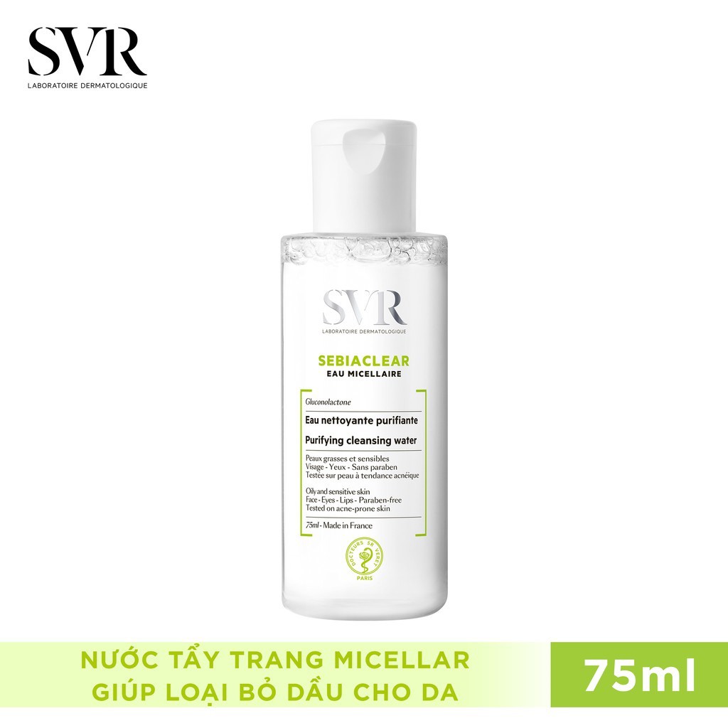 Nước Làm Sạch Da, Tẩy Trang Và Giúp Loại Bỏ Dầu SVR SEBIACLEAR Eau Micellaire 75ml