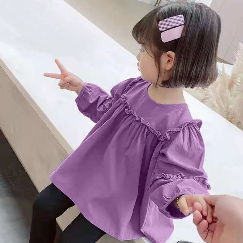 Áo Sơ Mi Cổ Búp Bê Phong Cách Hàn Quốc Thời Trang Dành Cho Bé Gái