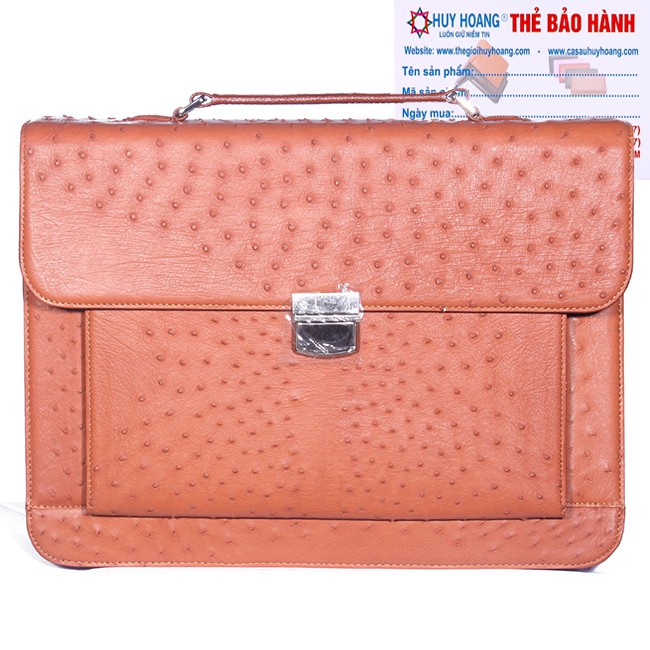 Cặp táp nam da đà điểu Huy Hoàng màu vàng bò PH6449