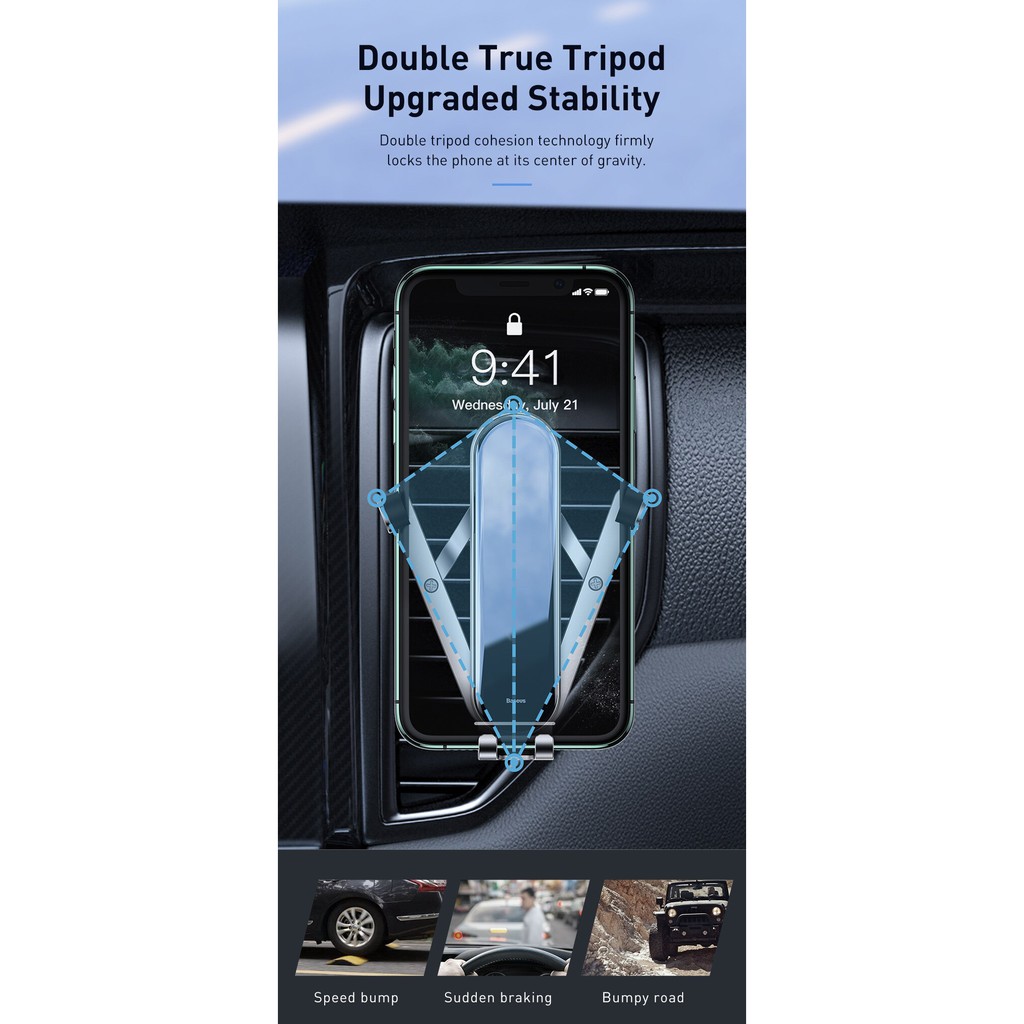 Giá đỡ điện thoại trên xe hơi Baseus SUYL-QE01/0S Penguin gravity phone holder | BigBuy360 - bigbuy360.vn