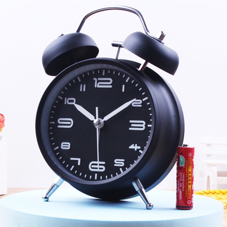 Đồng hồ kim loại báo thức có đèn ngủ để bàn