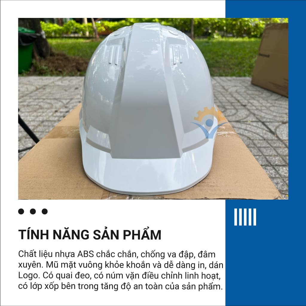 Nón bảo hộ  COV E005 Hàn Quốc, mũ bảo hộ nhựu ABS bảo vệ đầu, chống va đập đâm xuyên an toàn