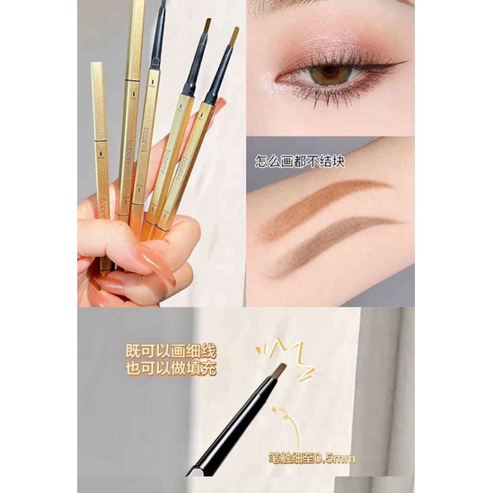 Chì Kẻ Lông Mày NO807 Hai Đầu Hot Tiktok Tích Hợp Cọ Chải Không Thấm Nước Lameila Xixi NOVO Vỏ Vàng Vuông