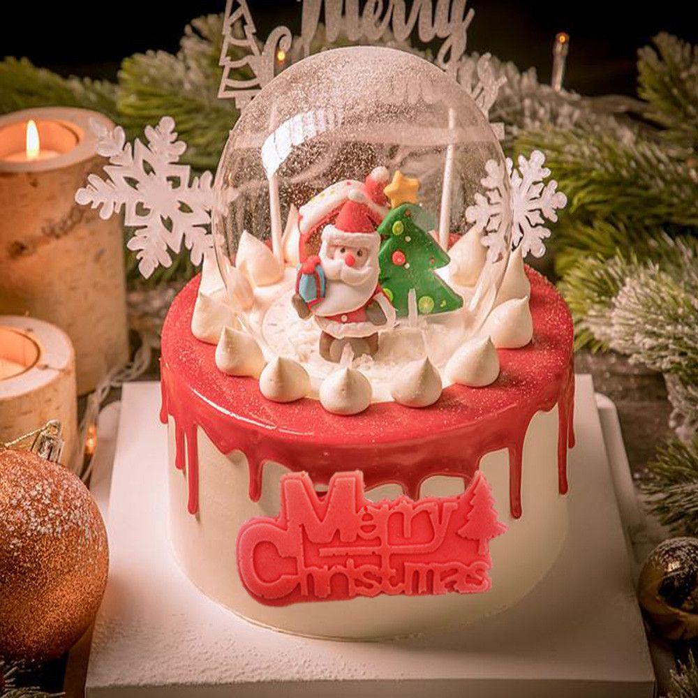 LONTIME Phụ Kiện Trang Trí Bánh Kem Giáng Sinh Bằng Silica gel Tái Sử Dụng Được Hình Chữ Merry Christmas Mới