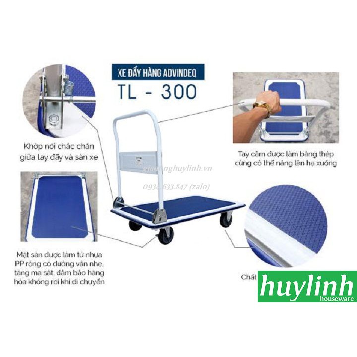 Xe kéo đẩy hàng sàn thép Advindeq TL-300 - (tải trọng 300 - 350kg)