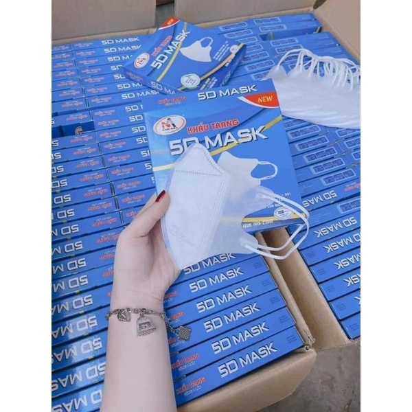Khẩu trang 5D người lớn trắng 1 hộp 10 cái kháng khuẩn chống bụi mịn