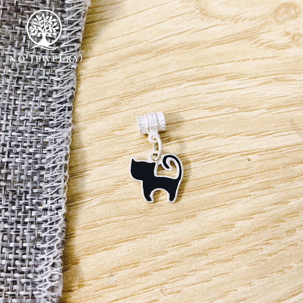 Charm bạc hình mèo treo - NQ Jewelry