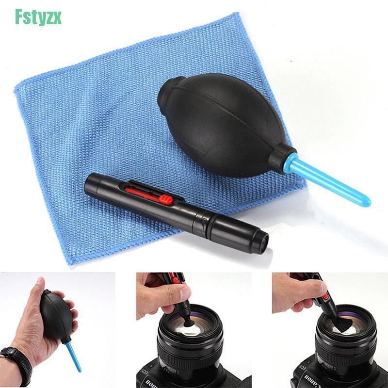 fstyzx 3 in 1 Lens Cleaning Cleaner Dust Pen Blower Cloth Kit For DSLR VCR Camera