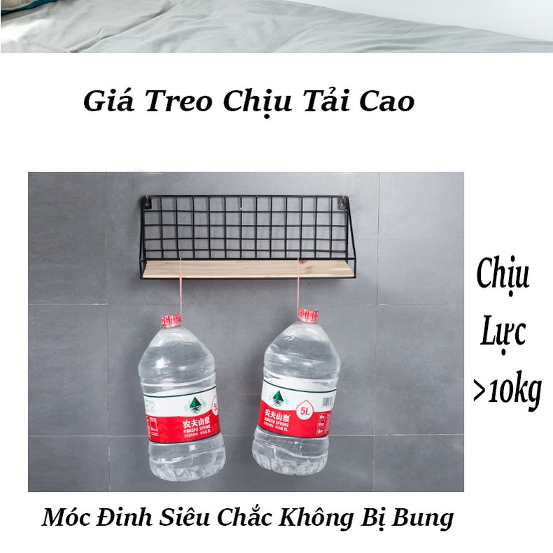 Kệ Gỗ Để Đồ Khung Thép, Kệ Treo Tường Decor Thích Hợp Cho Mọi Không Gian (Tặng Kèm Miếng Dán Hoặc Đinh Treo)