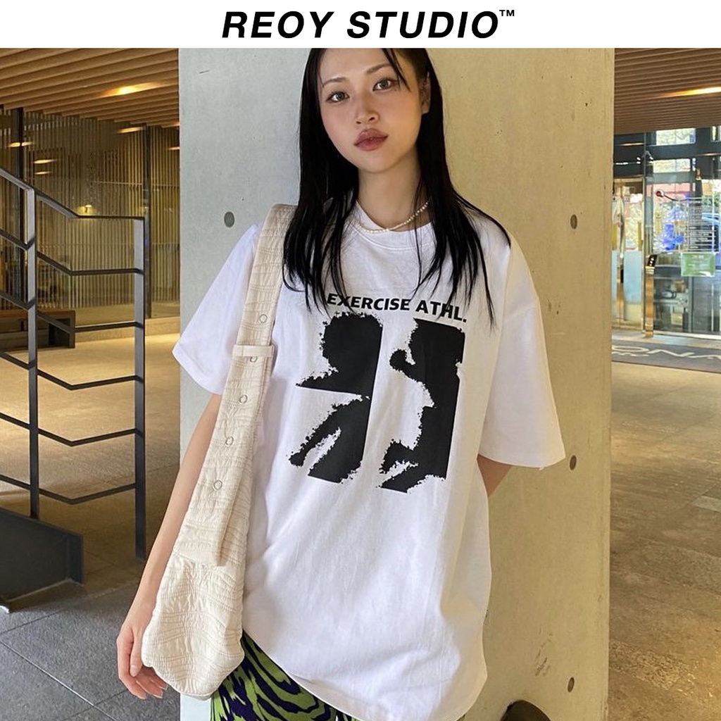 Áo thun nữ REOY-EXERCISE , áo phông form rộng tay lỡ cá tính chất cotton dày dặn basic