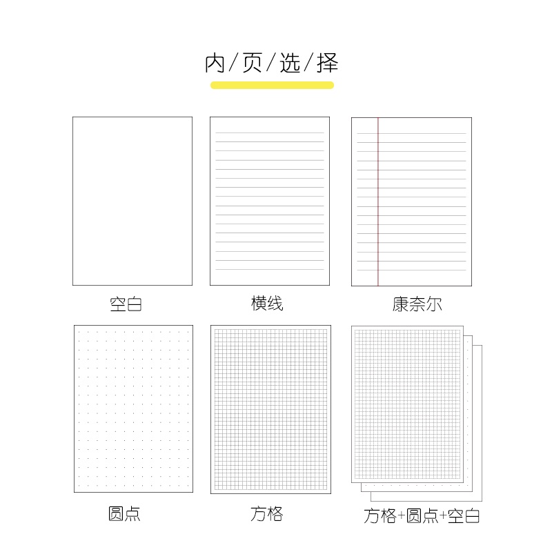 Sổ Tay Bìa Giấy Chấm Bi/Kẻ Sọc/blank/blank/grid Trang 10.5*15cm Khổ A5/A6 A6 Kinbor A6