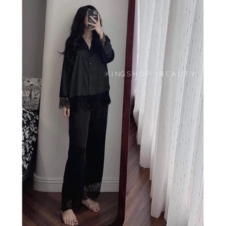 Set lụa trơn pizama phối ren siêu đẹp