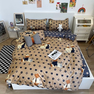 Set chăn ga cotton poly gấu nâu