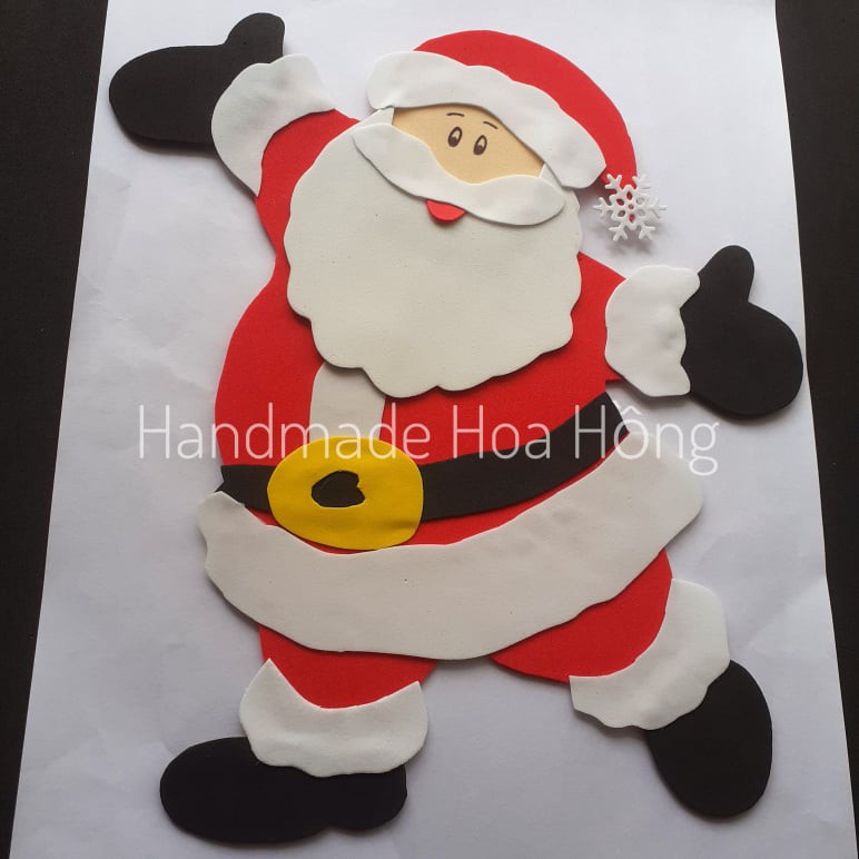 1 hình ông già noel bằng giấy xốp, 23 x 21cm - Hình trang trí giáng sinh, noel, trang trí lớp học, mẹt dây mây