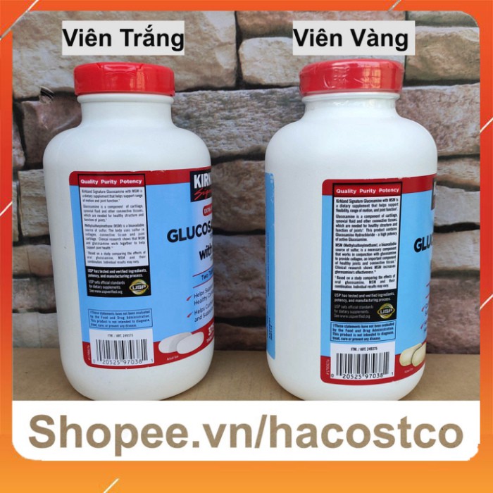 Viên uống Kirkland Signature Glucosamine HCL 1500mg With MSM 1500mg 375 viên - Glucosamin