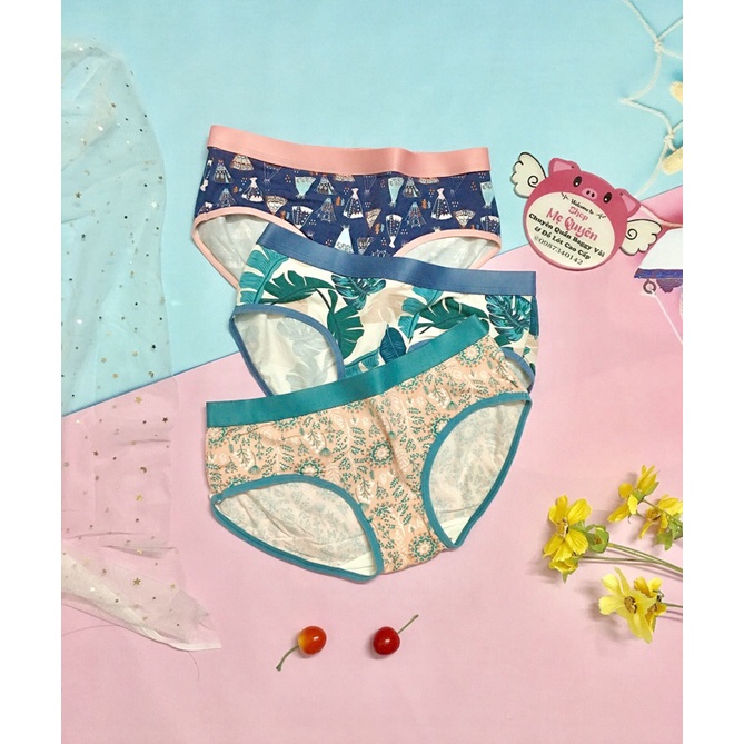 Quần lót thun cotton phối hoạ tiết lạ- cạp to ôm bụng che khuyết điểm