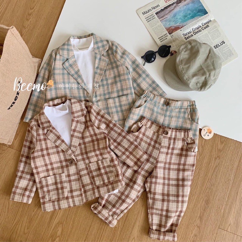 VEST kẻ unisex 3 chi tiết