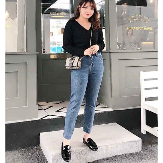 Q706  - Quần jean nữ ôm chất co giãn cho người mập hàng nhập