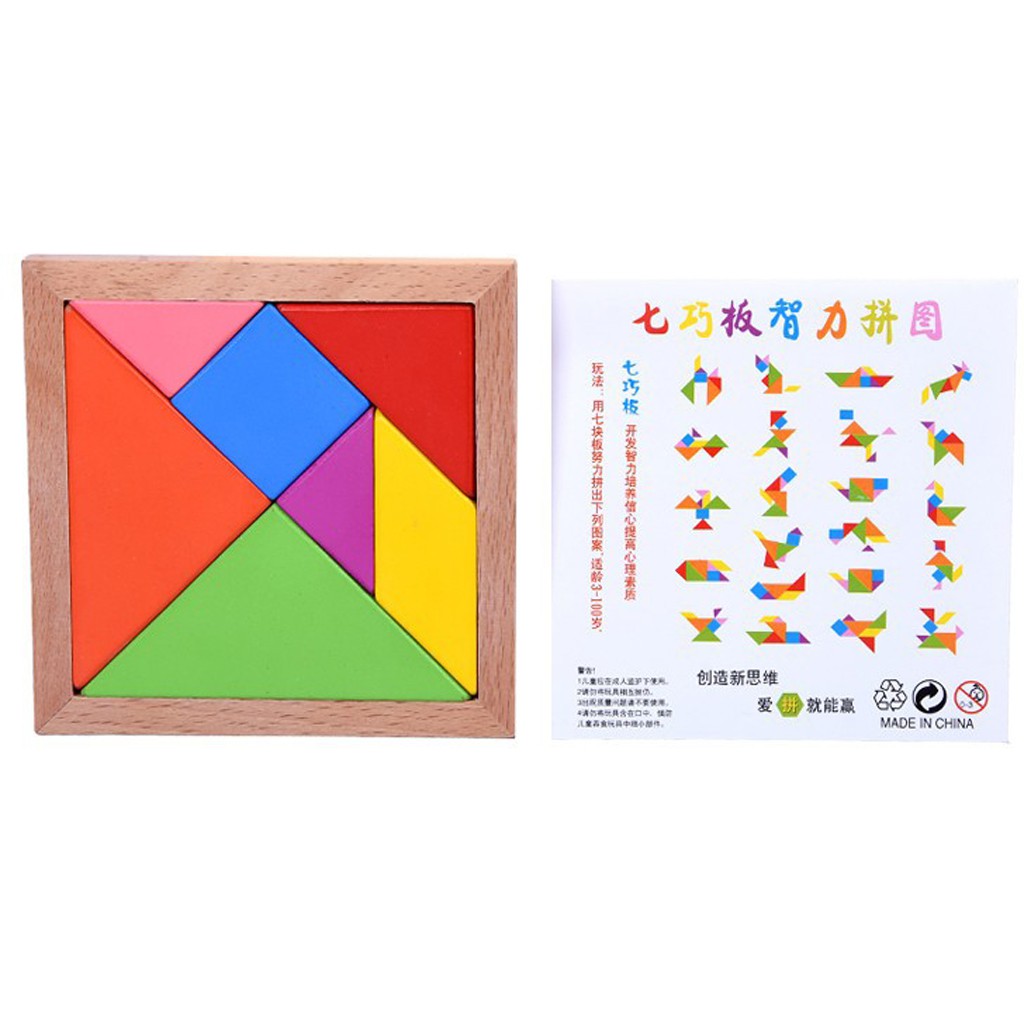 Xếp Hình Trí Uẩn TANGRAM BABO, Đồ chơi gỗ cho bé phát triển trì thông minh, sáng tạo hình ghép - BABO