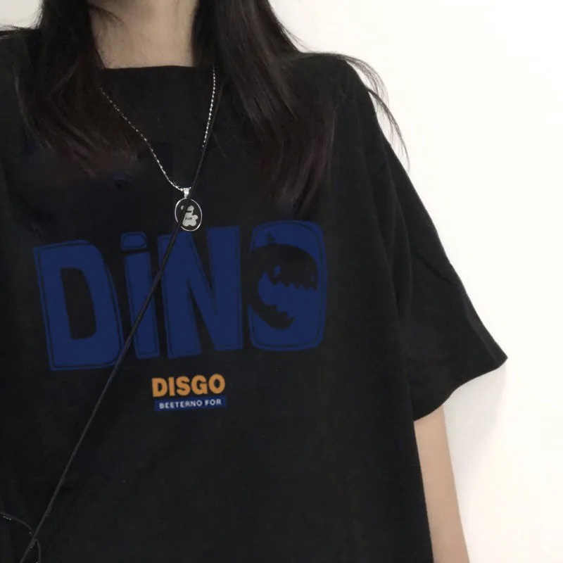 Áo thun Xiaozhainv tay ngắn cổ tròn in họa tiết phong cách vintage thời trang cho nữ