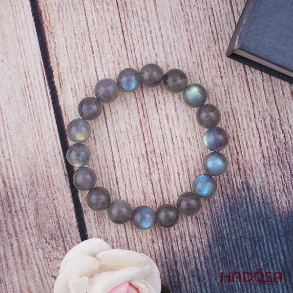 Vòng đá Xà Cừ - Labradorite 11mm chuẩn 4A cao cấp Hadosa