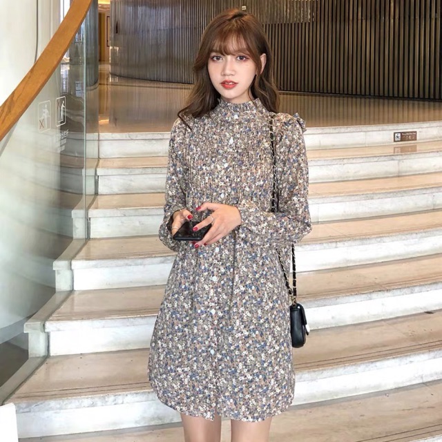 Váy hoa nhí babydoll cổ trụ