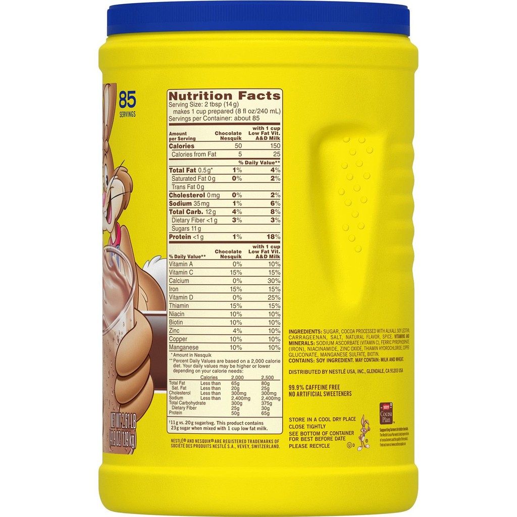 [HSD 5/2022]Bột CaCao NESTLE NESQUIK CHOCOLATE POWDER Mỹ 1,18Kg