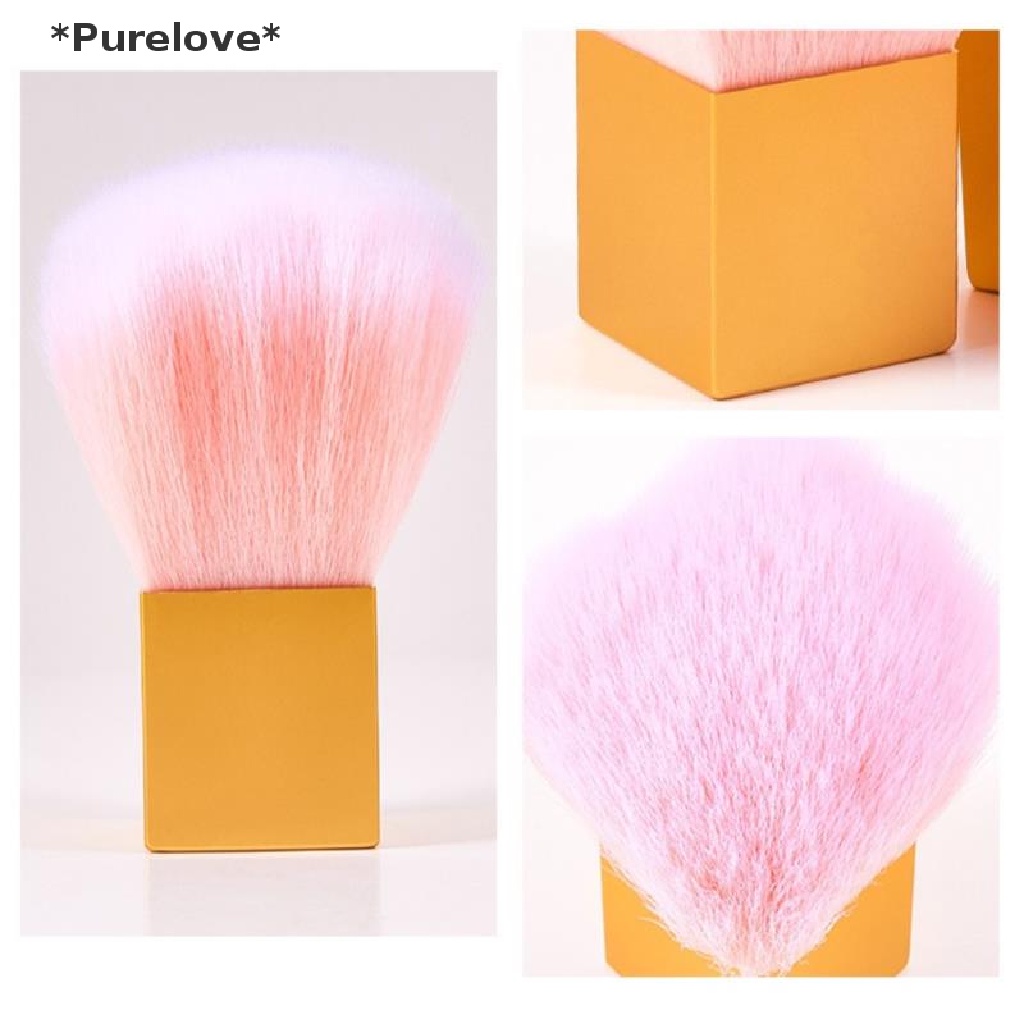 [[Purelove]] Nail Cleaning Dust Brush Square Gold Metal Handle Nail Art Care Manicure Pedicur [Hot Sell]