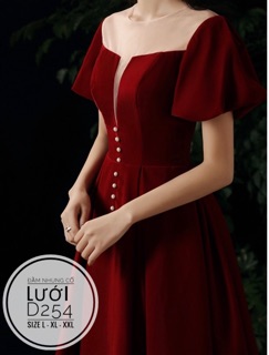 Bigsize Đầm nhung cổ lưới D254