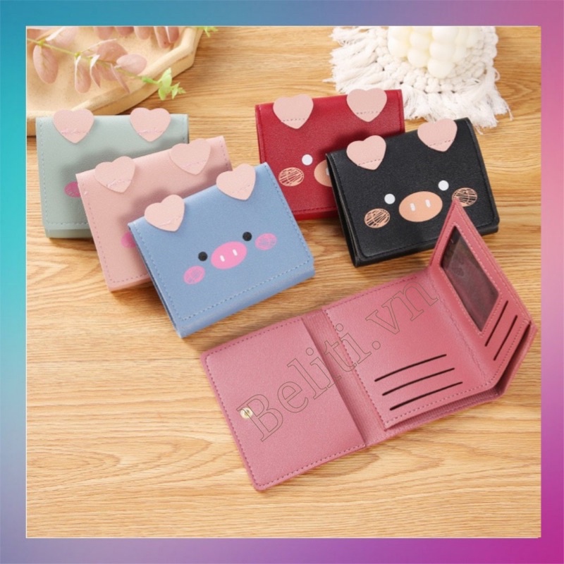 Ví Ngắn Cầm Tay Mini Hình Heo/ Thỏ Con Má Hồng Xinh Xắn [Bel40]