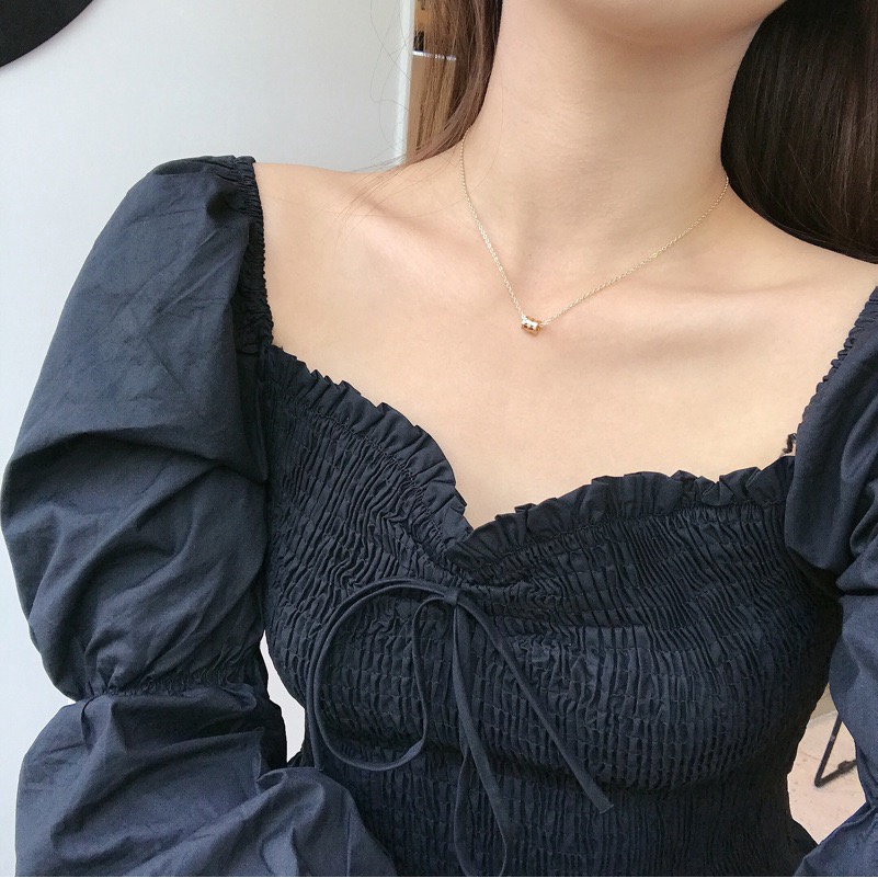 Dây chuyền unisex Her Accessories vòng cổ mặt trụ tròn dáng mảnh xinh xắn C34