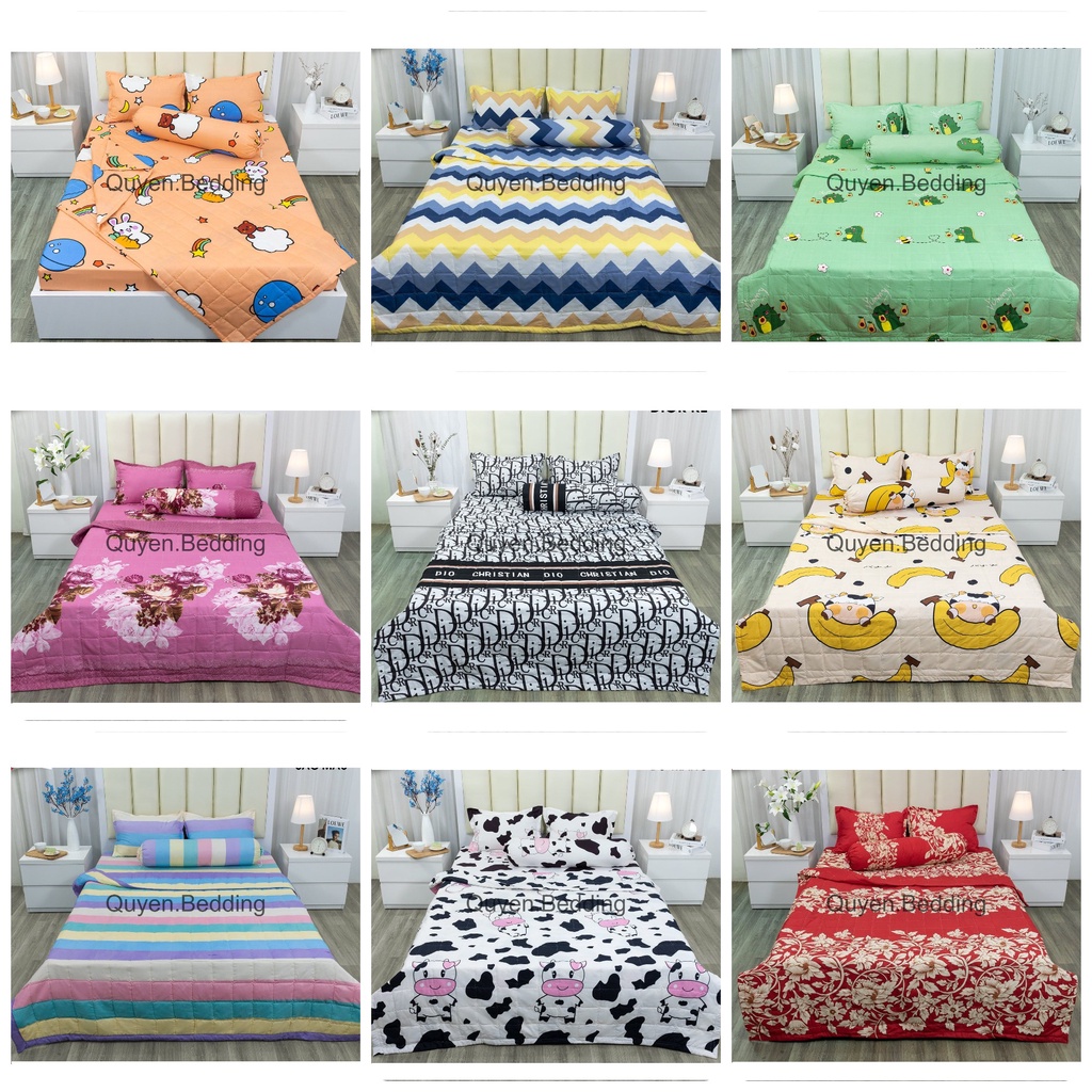 Bộ Chăn Ga Gối Hè 5 Món Cotton Polly Ga Trải Giường Chăn Ga Gối 5 Món Đủ Kích Thước Mẫu Mới Nhất 2022