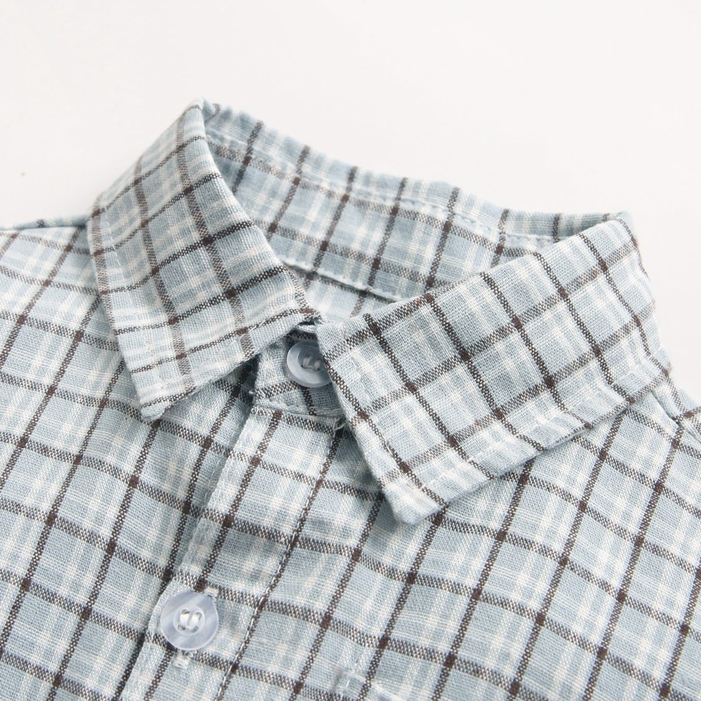 Bộ Áo Liền Quần Kẻ Ca-Rô Xinh Xắn Hợp Thời Trang Cho Bé Trai