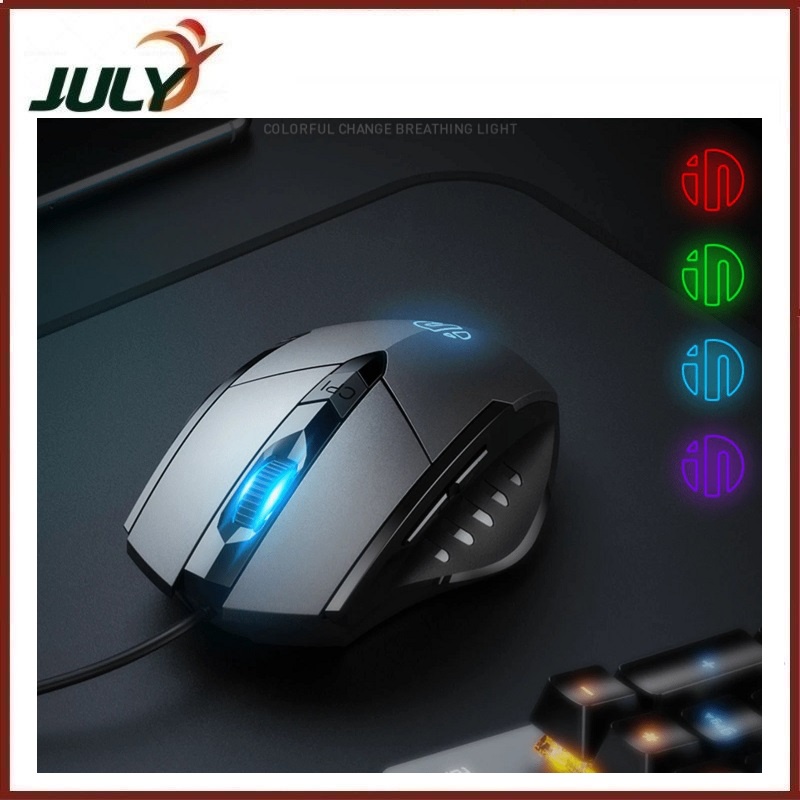 Chuột gaming máy tính có dây chống ồn silent click INPHIC PW1 đèn led 4 màu dành cho game thủ, văn phòng