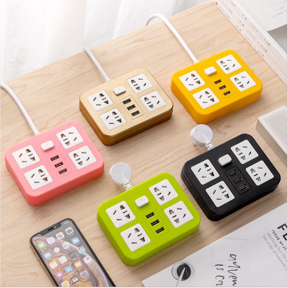 Ổ cắm điện đa năng CN2101 gồm 4 ổ điện và 3 cổng sạc Usb chịu tải 2500W pehouse shop