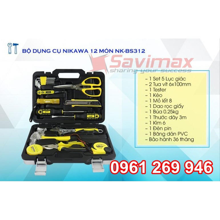 Bộ dụng cụ cầm tay 12 món Nikawa NK-BS312 bảo hành 3 năm